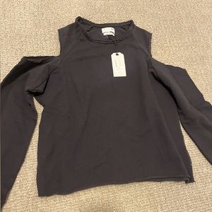 New with Tags Women’s Rag & Bone Washed Black Cold Shoulder Gray Sweater XXS